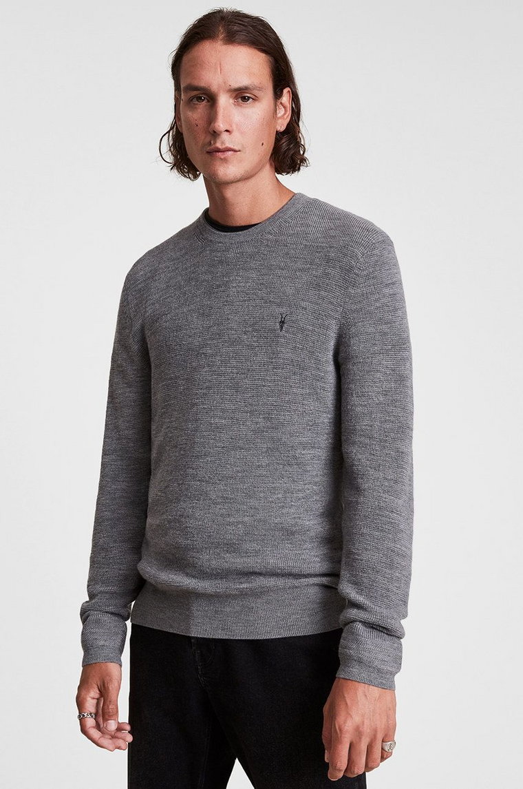 AllSaints sweter wełniany IVAR MERINO CREW kolor szary MK034P