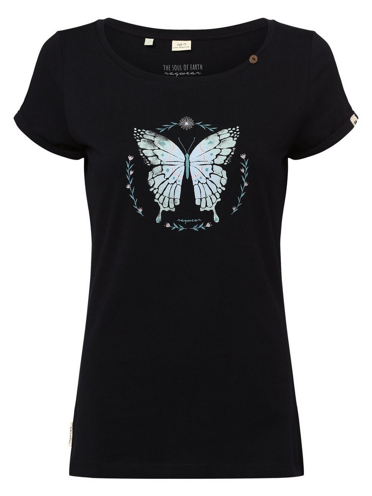 Ragwear - T-shirt damski  Florah Butterfly, niebieski