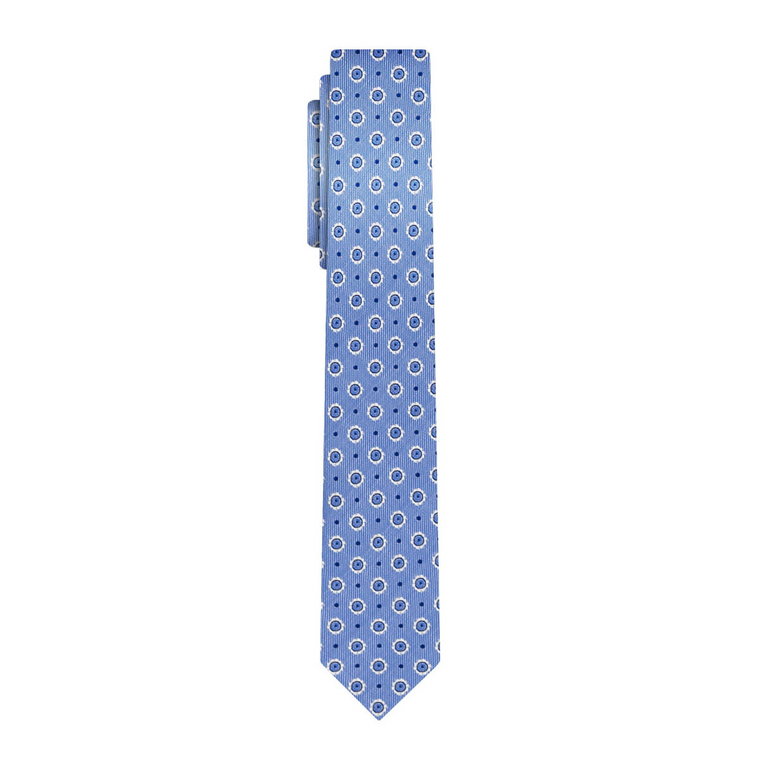 Krawat wąski błękitne w okrągłe wzory "śledzik" EM 23