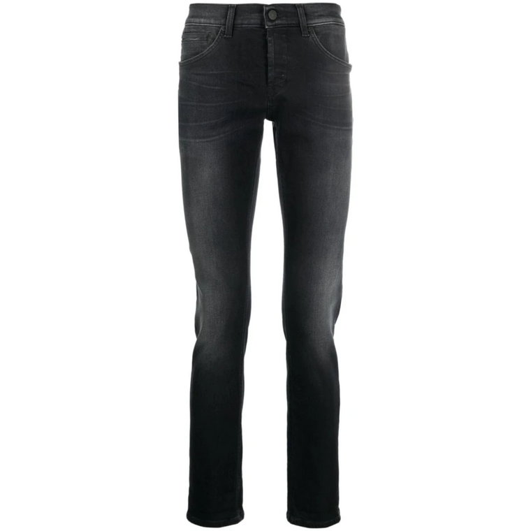 Czarne Stonewashed Jeansy z Wysokim Stanem Dondup