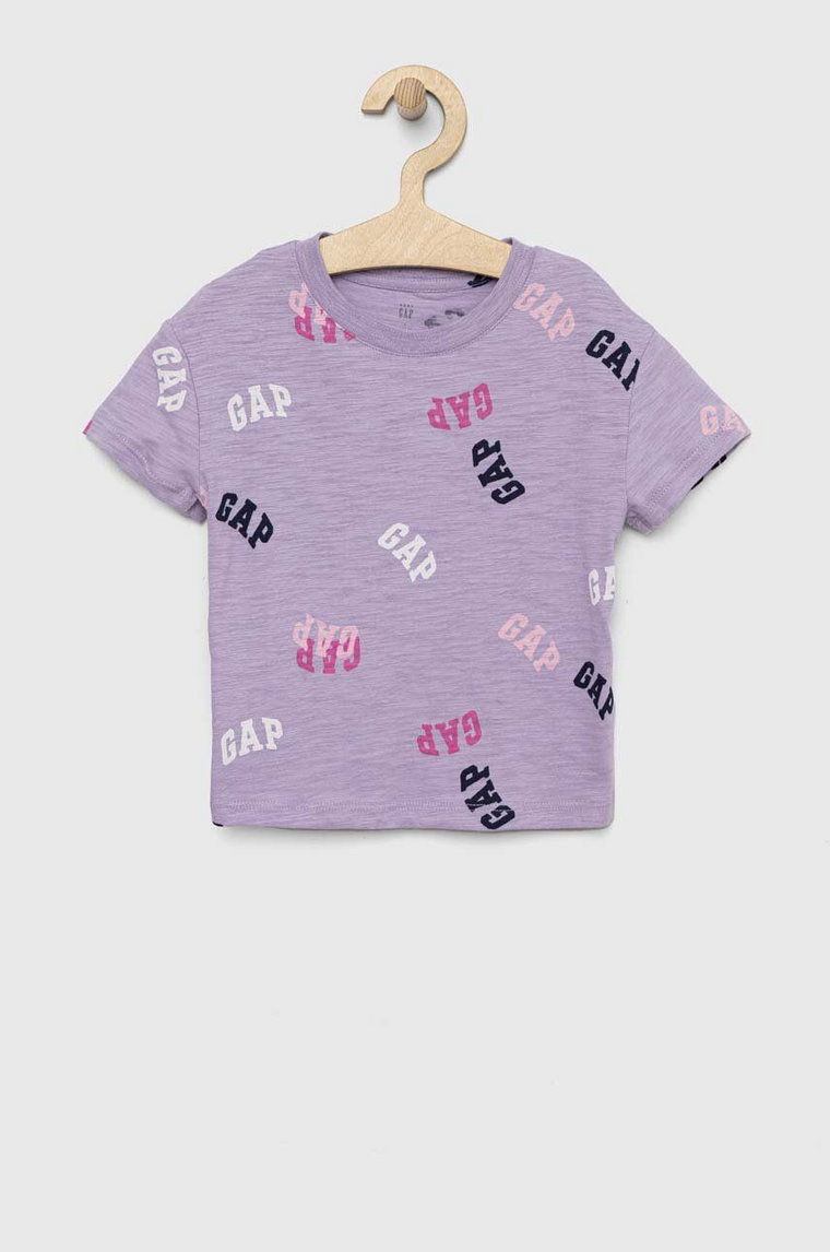 GAP t-shirt bawełniany dziecięcy kolor fioletowy