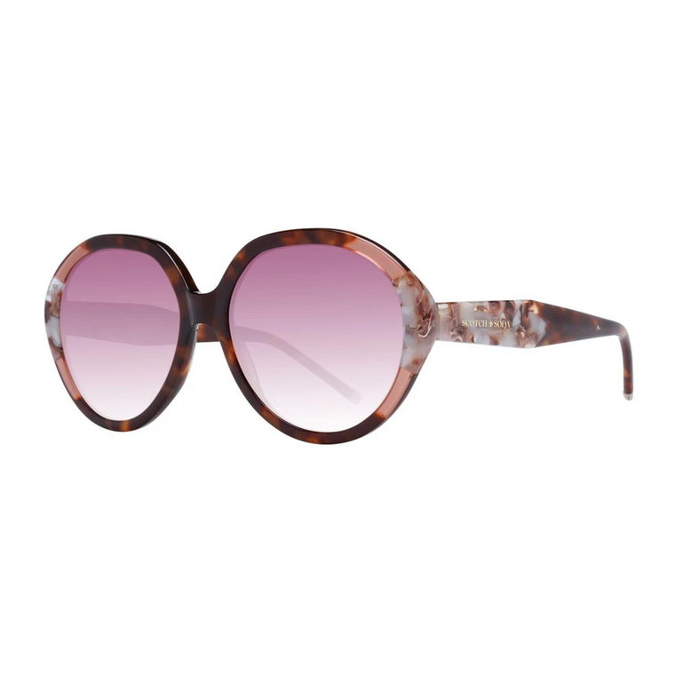 Okrągłe okulary przeciwsłoneczne z różowymi soczewkami gradientowymi Scotch & Soda