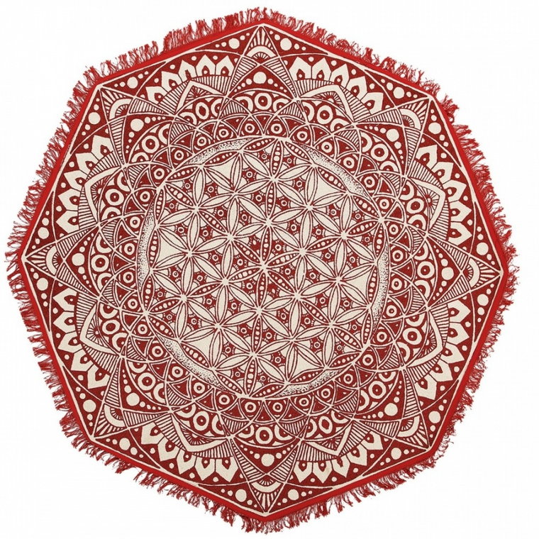 Dywan okrągły orientalny nadruk ø 120 cm czerwono-kremowy MEZITILI kod: 4251682228169