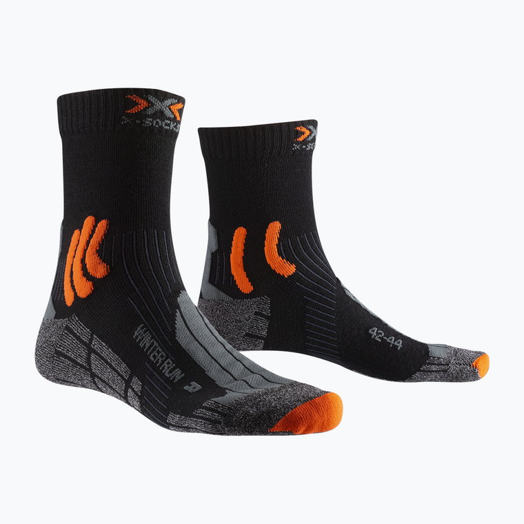 Skarpety do biegania X-Socks Winter Run 4.0 black/dark grey melange/x-orange | WYSYŁKA W 24H | 30 DNI NA ZWROT