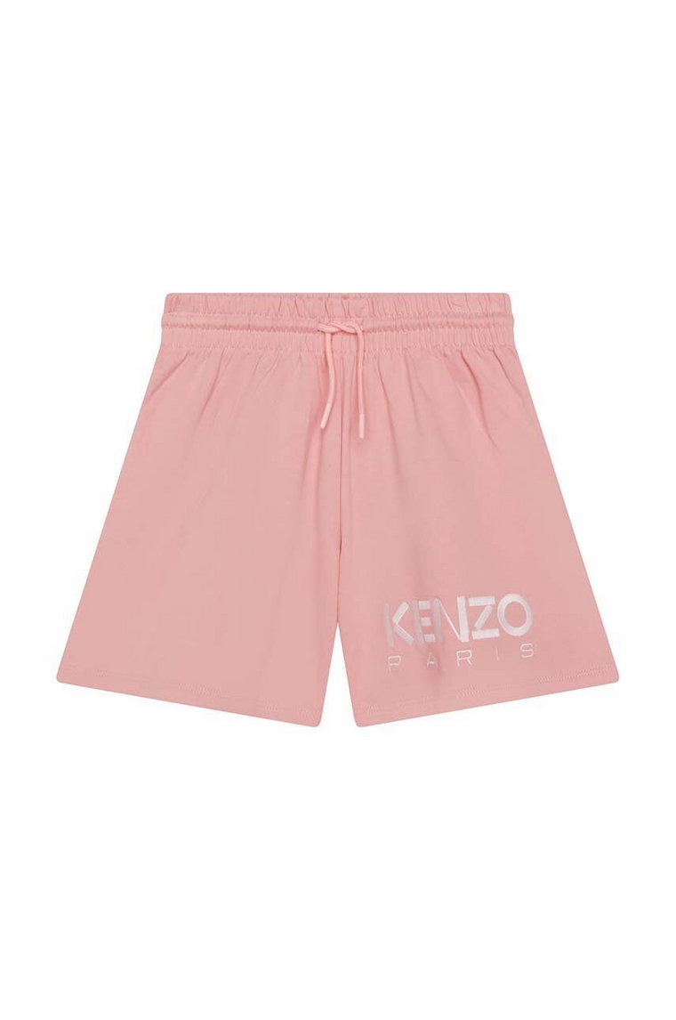 Kenzo Kids szorty bawełniane dziecięce kolor różowy z aplikacją regulowana talia