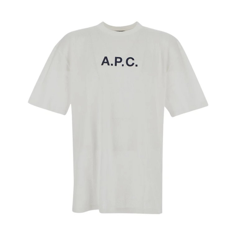 Koszulka z siatki bawełnianej z granatowym logo A.p.c.