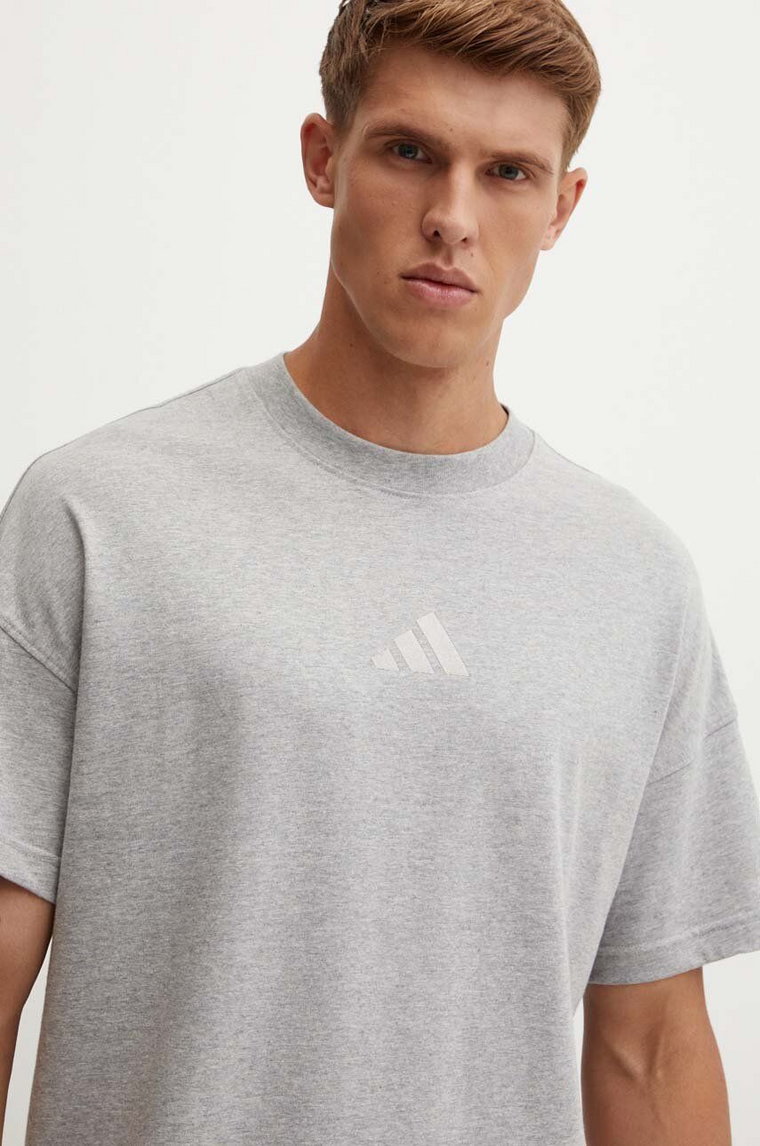 adidas t-shirt bawełniany All SZN męski kolor szary melanżowy IY4138