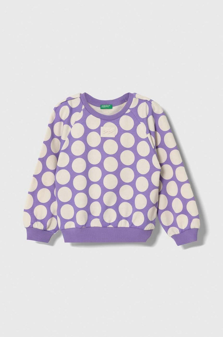 United Colors of Benetton bluza bawełniana dziecięca kolor fioletowy wzorzysta