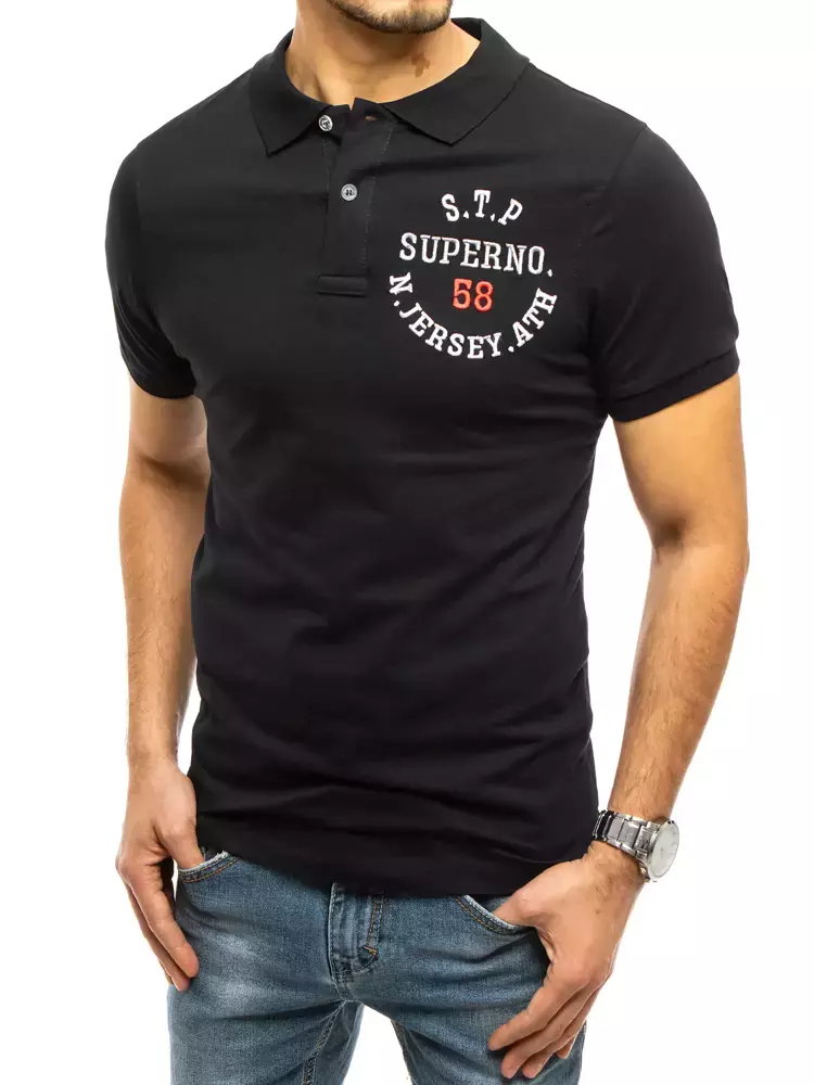 Koszulka polo z haftem czarna Dstreet PX0421