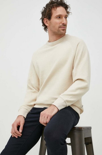 Selected Homme bluza bawełniana męska kolor beżowy gładka