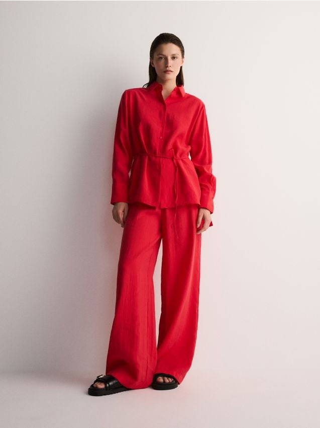Reserved - Spodnie z modalem - czerwony