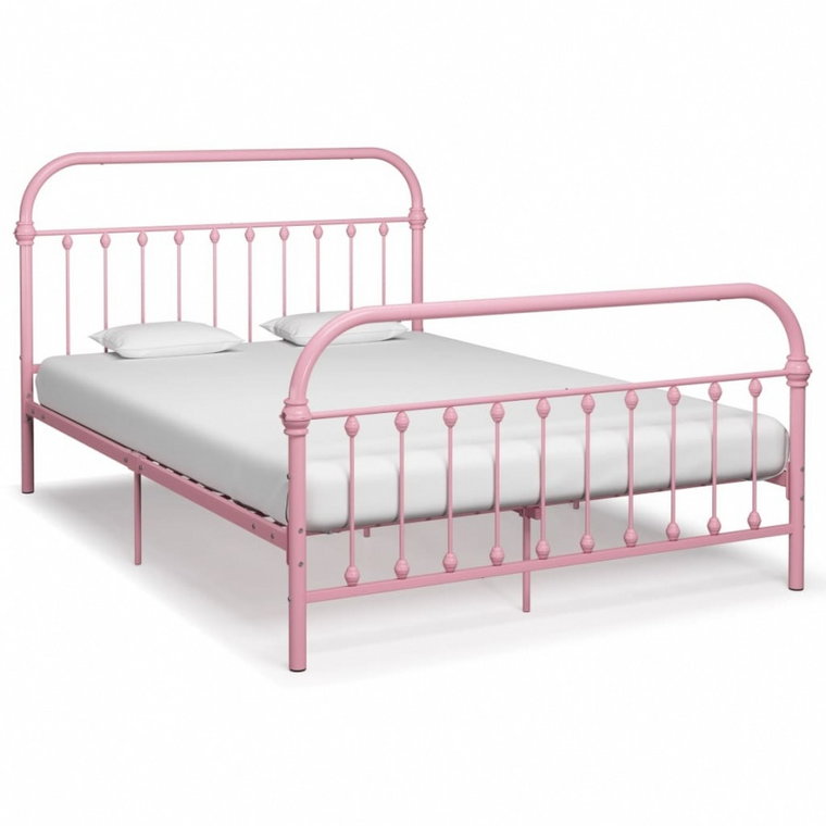 Rama łóżka, różowa, metalowa, 120 x 200 cm kod: V-284512