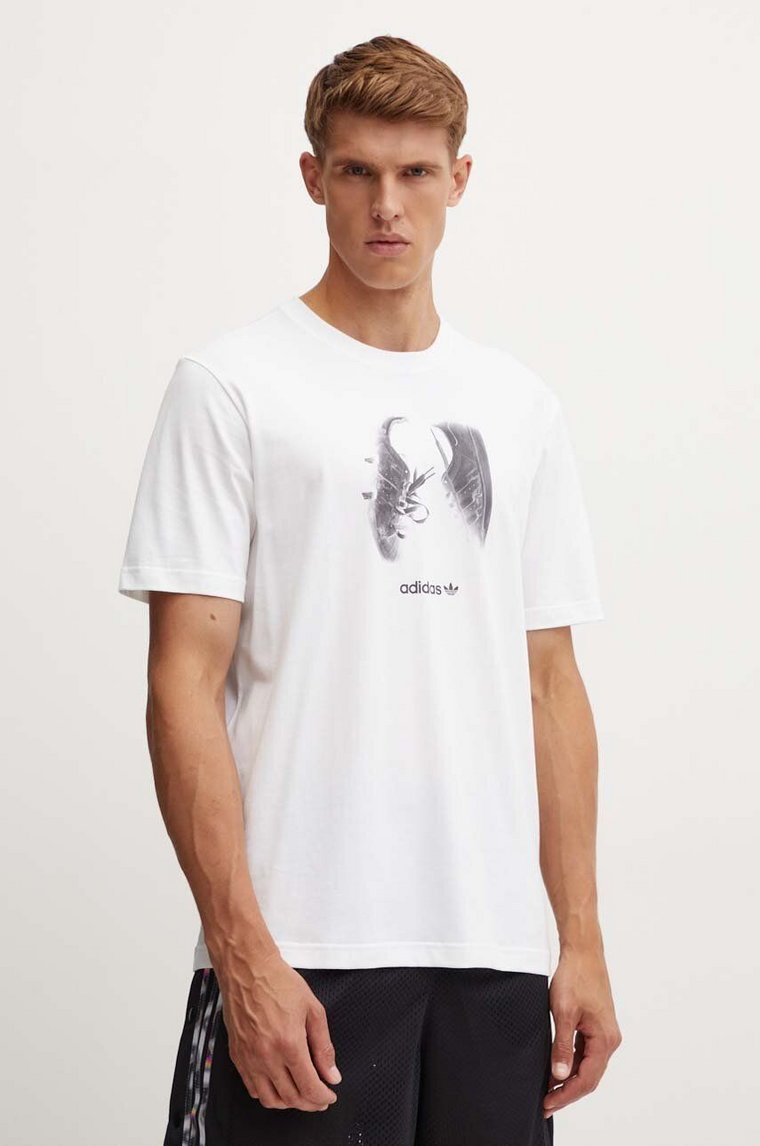 adidas Originals t-shirt bawełniany męski kolor beżowy z nadrukiem IY3430