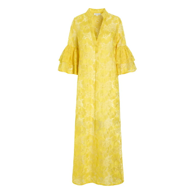 Letnia sukienka z kwiatowym wzorem w słonecznym żółci Dea Kudibal