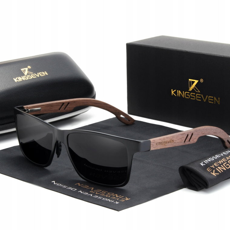 Okulary przeciwsłoneczne Kingseven UV400 Drewniane
