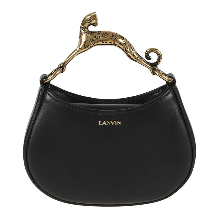 Czarna Torba Nano Hobo z Uchwytem w Kształcie Kota Lanvin