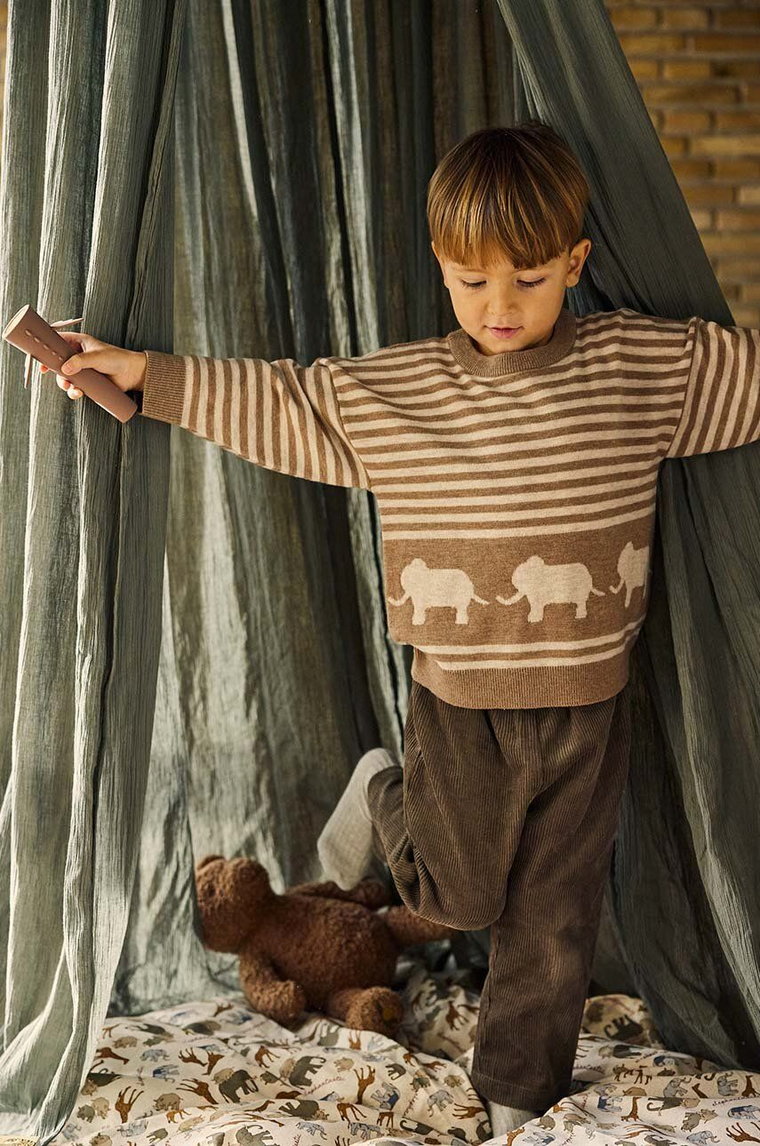Konges Sløjd sweter z domieszką wełny dziecięcy kolor beżowy lekki