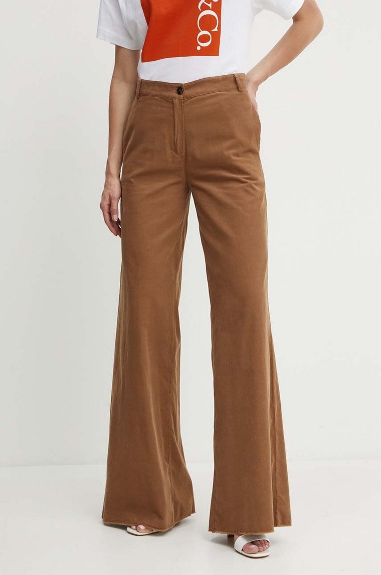 MAX&Co. spodnie bawełniane kolor brązowy szerokie high waist 2416131062200