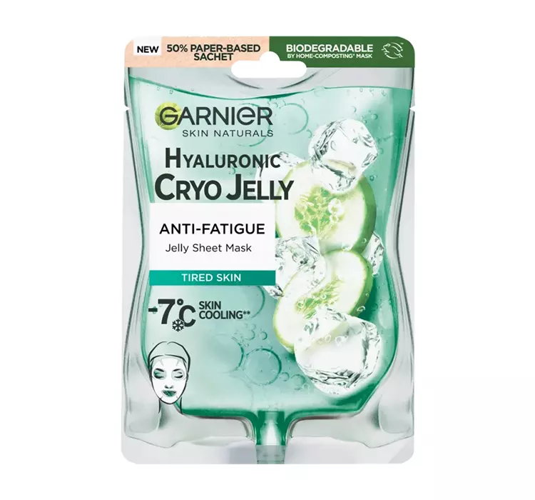 GARNIER HYALURONIC CRYO JELLY NAWILŻAJĄCA ŻELOWA MASKA NA TKANINIE Z EFEKTEM CHŁODZENIA 27G