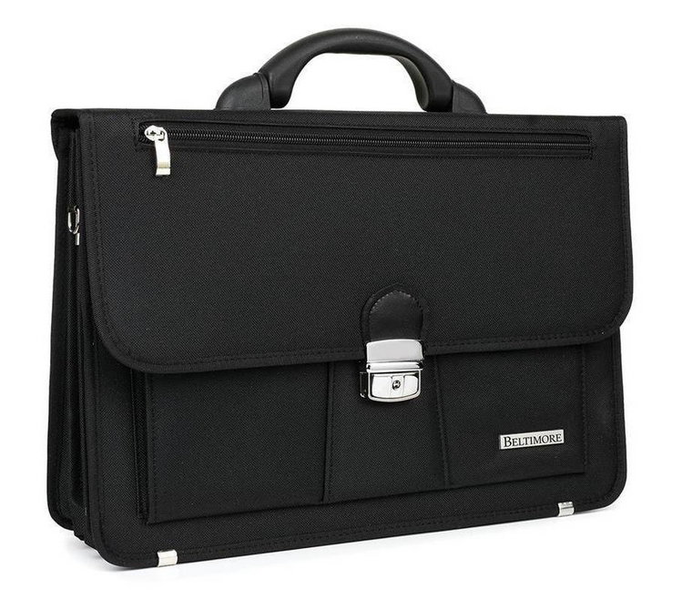 Beltimore luksusowa męska aktówka teczka torba duża na laptopa czarny