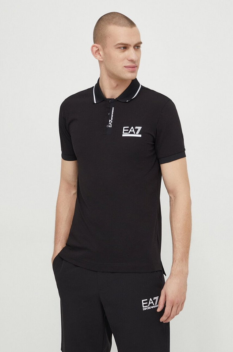 EA7 Emporio Armani polo męski kolor czarny z nadrukiem