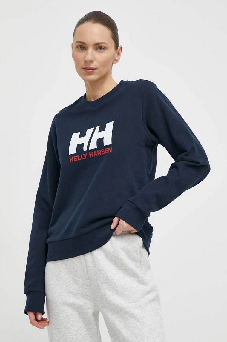 Helly Hansen bluza bawełniana damska kolor granatowy z nadrukiem 34462