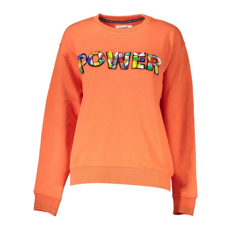 Pomarańczowy sweter damski z logo Desigual
