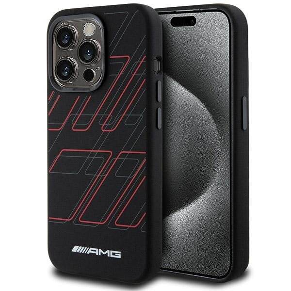 AMG AMHMP15L23SSPK iPhone 15 Pro 6.1" czarny/black hardcase Silicone Large Rhombuses Pattern MagSafe