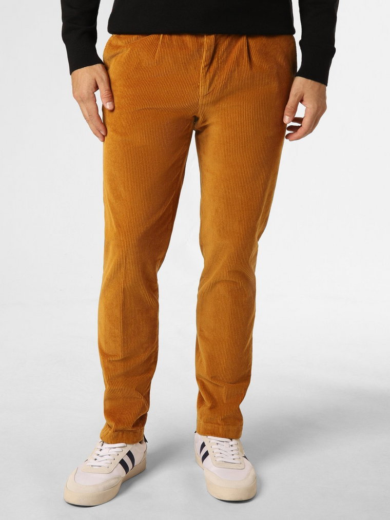 Finshley & Harding London - Spodnie męskie  FHL-Nick, brązowy|żółty|pomarańczowy