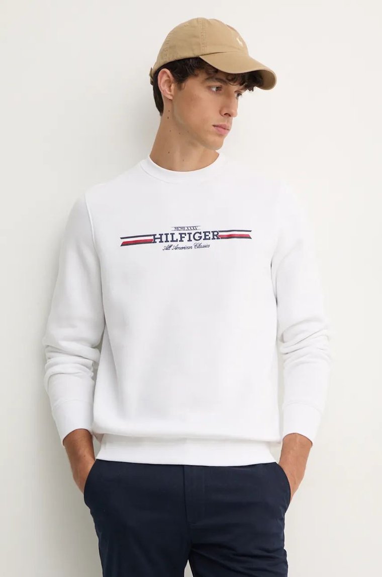 Tommy Hilfiger bluza męska kolor biały z nadrukiem MW0MW35530