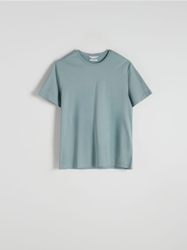Reserved - Gładki t-shirt z lyocellem - jasnoturkusowy