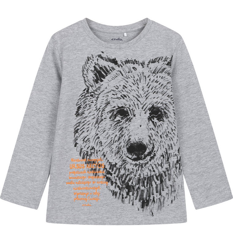 Koszulka T-shirt z Długim Rękawem chłopięca dziecięca z niedźwiedziem  122 Endo