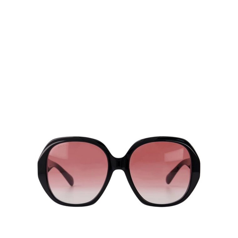 Czarne/Czerwone Okulary przeciwsłoneczne z Acetatową oprawką w kształcie kociego oka Gucci
