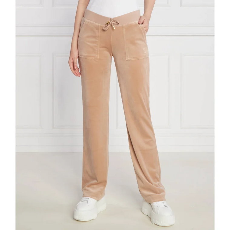 Juicy Couture Spodnie dresowe Del Ray Classic Velour Pant Pocket Design GOLD HW | Regular Fit