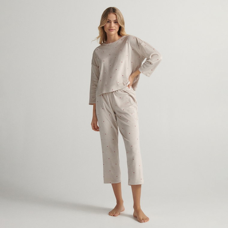 Reserved - Dwuczęściowa piżama - kremowy