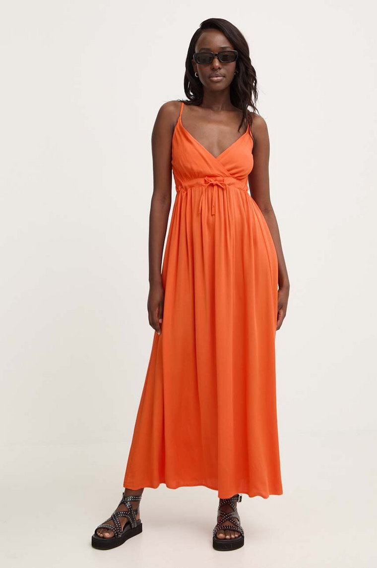 Answear Lab sukienka bawełniana kolor pomarańczowy maxi rozkloszowana