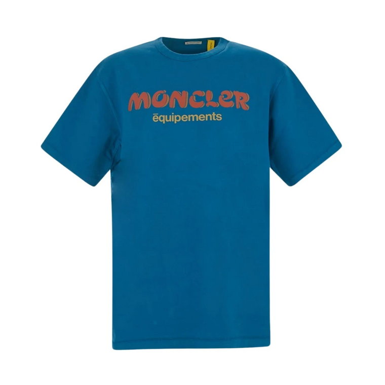 Turkusowa Koszulka z Logo dla Mężczyzn Moncler