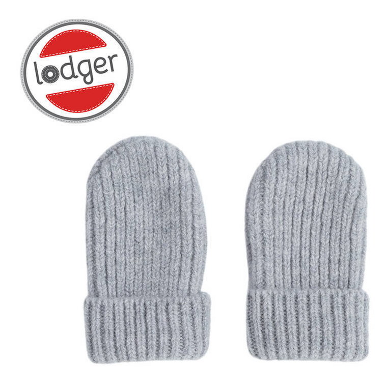 Lodger, Rękawiczki Niemowlęce Z Wełny Merino 100%, Szare, Drizzle, 0-12 M