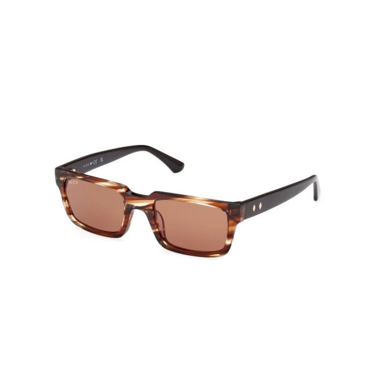 Stylowe okulary przeciwsłoneczne brązowe ciemne prostokątne WEB Eyewear