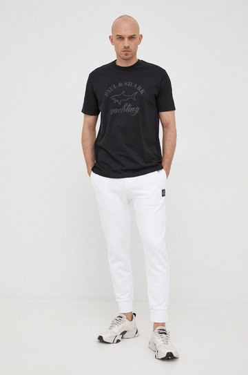 Armani Exchange spodnie dresowe bawełniane męskie kolor biały gładkie