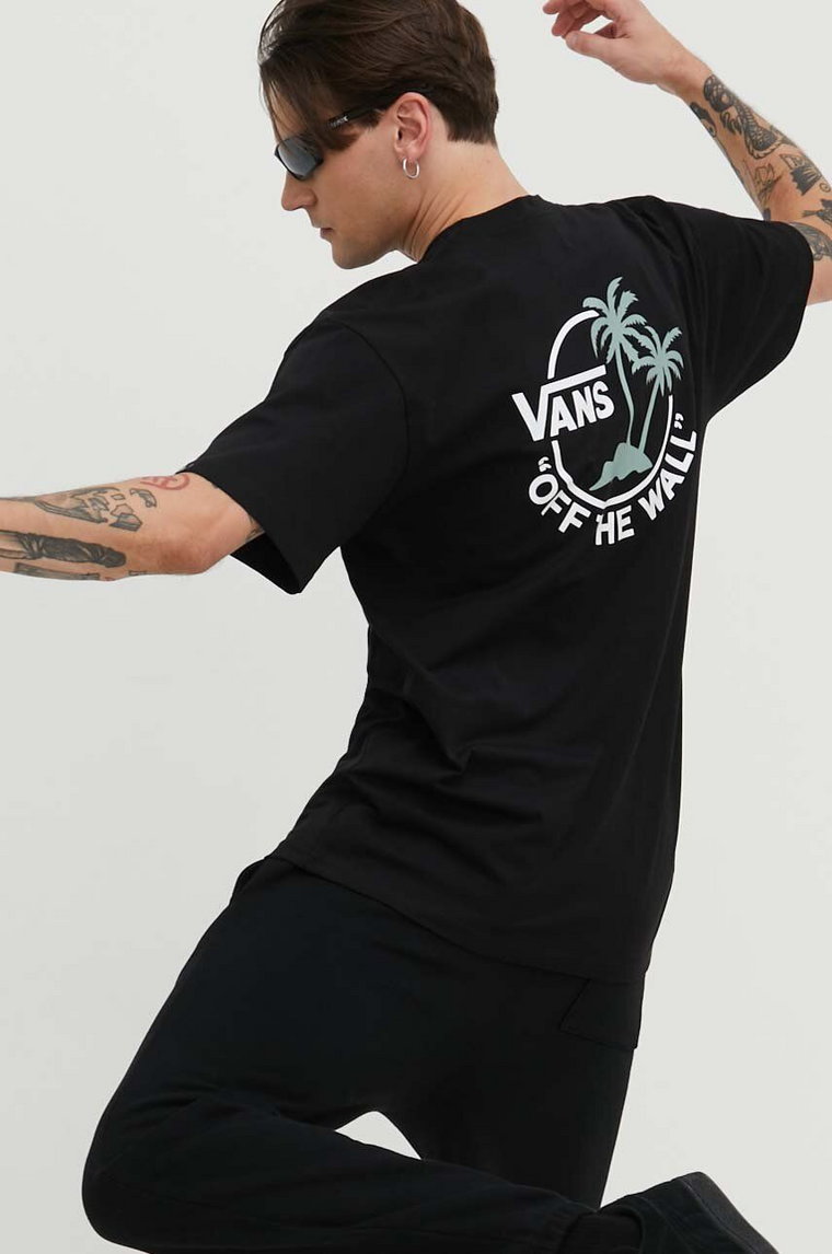 Vans t-shirt bawełniany męski kolor czarny z nadrukiem