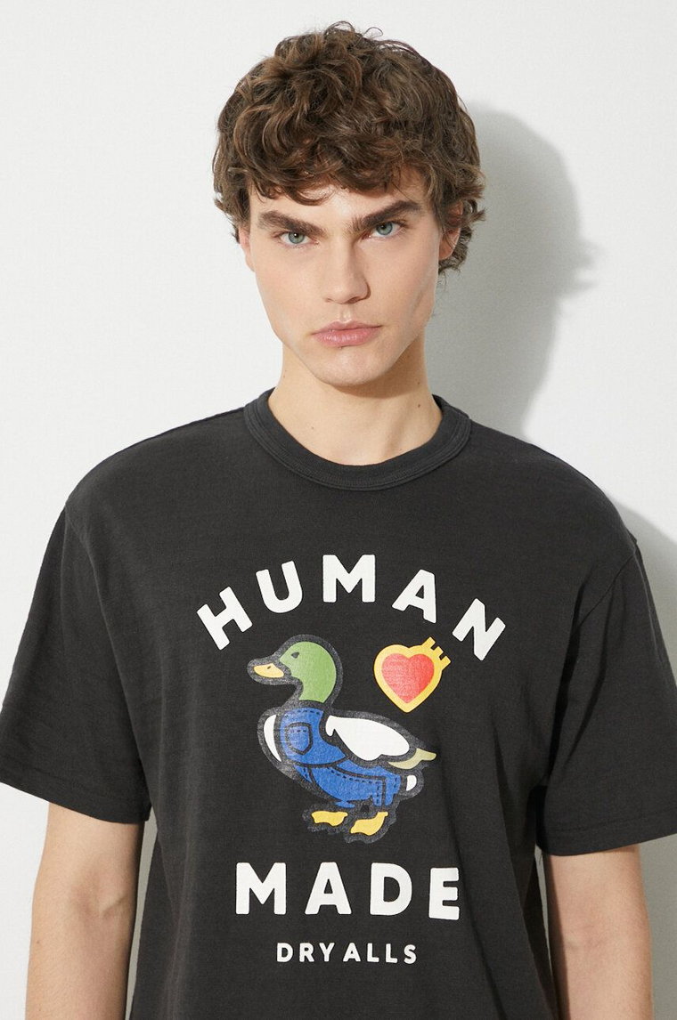 Human Made t-shirt bawełniany Graphic męski kolor czarny z nadrukiem HM27TE005