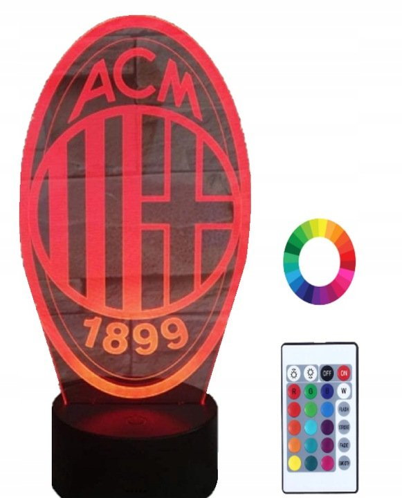 Lampka Nocna Prezent Ac Milan 3D Led Imię Grawer