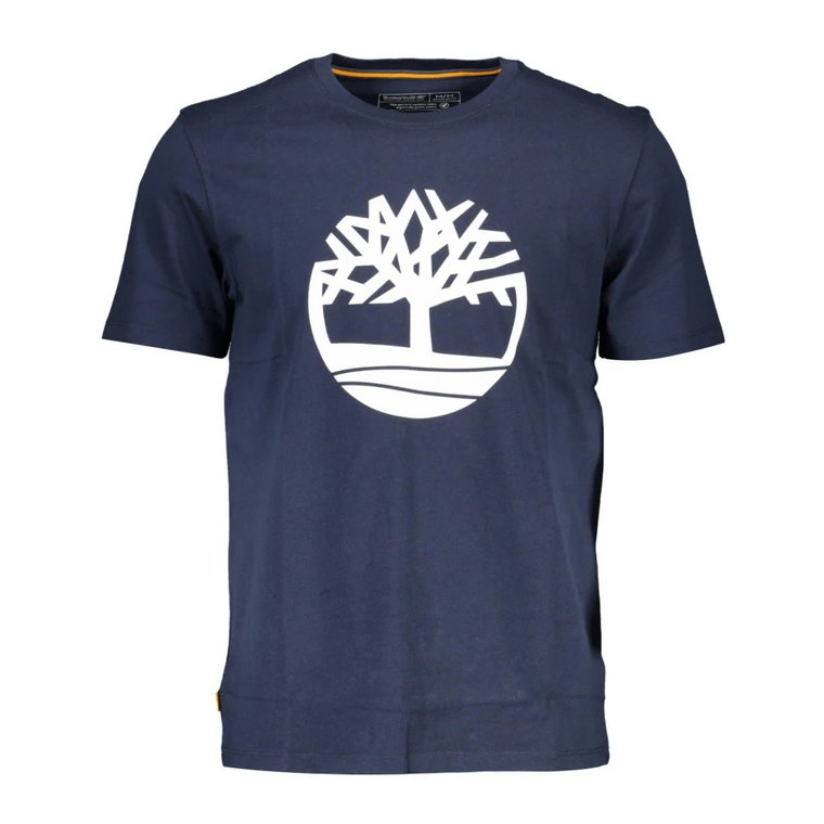 Niebieski T-shirt z nadrukiem sygnatury Timberland