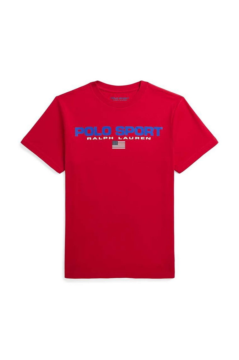 Polo Ralph Lauren t-shirt bawełniany dziecięcy kolor czerwony z nadrukiem