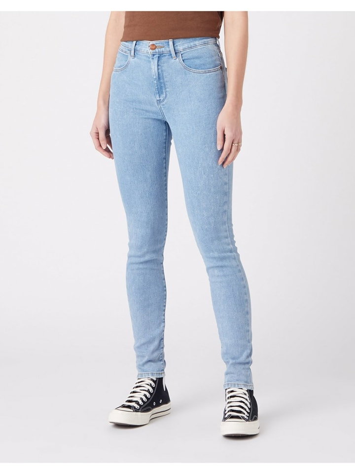 Wrangler Dżinsy "High Rise Skinny Cher" - Skinny fit - w kolorze błękitnym