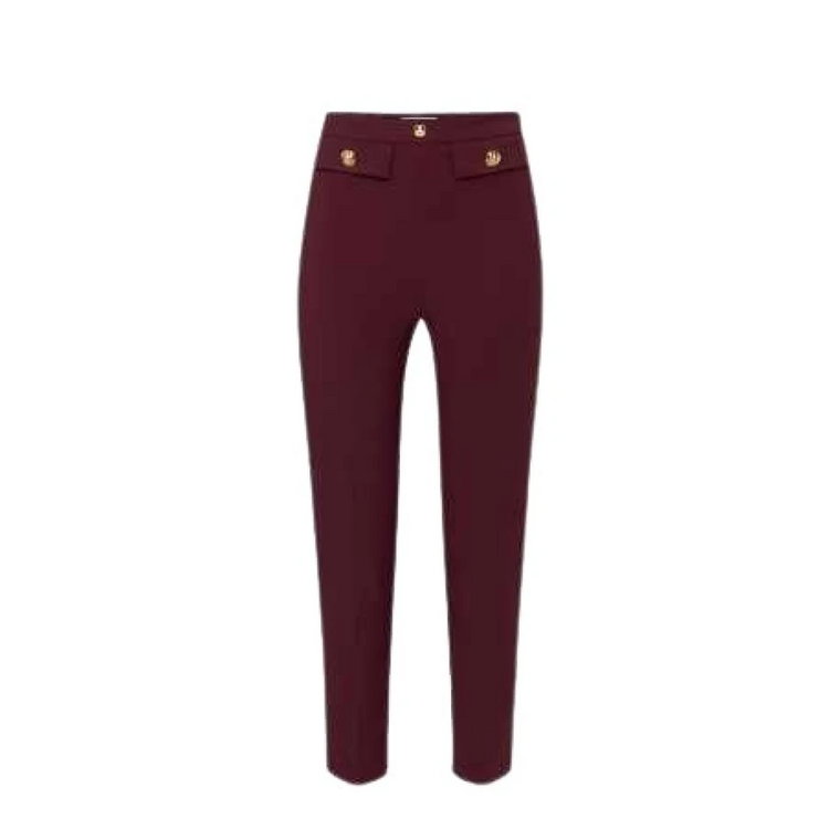 Bordeaux Slim Fit Spodnie w kostkę z klapkami Elisabetta Franchi