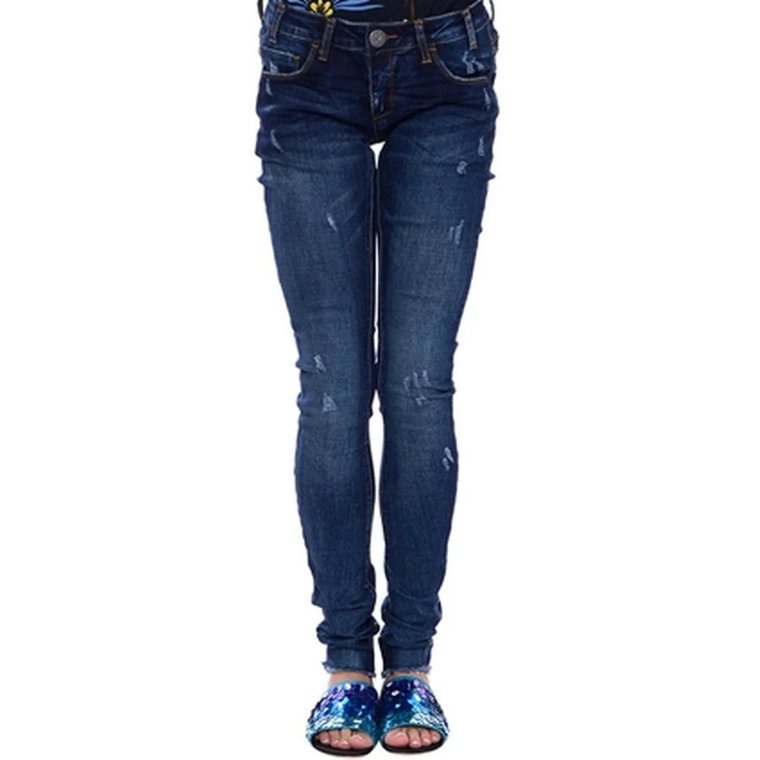Ciemnoniebieskie Skinny Jeans z Przecięciami na Kolanach One Teaspoon