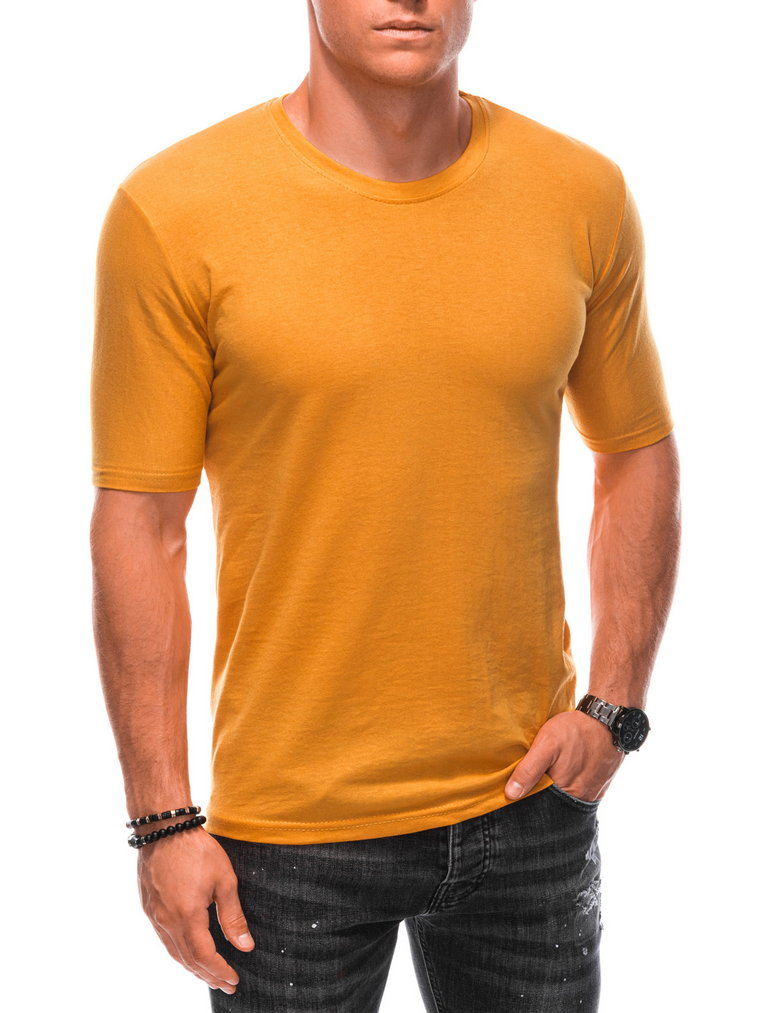 T-shirt męski basic S1896 - musztardowy