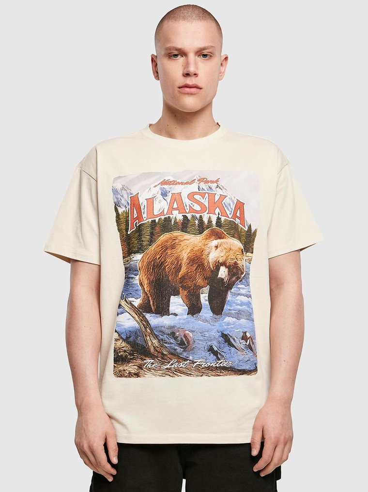 Koszulka T Shirt Męska Oversize Brązowa Upscale MT1837